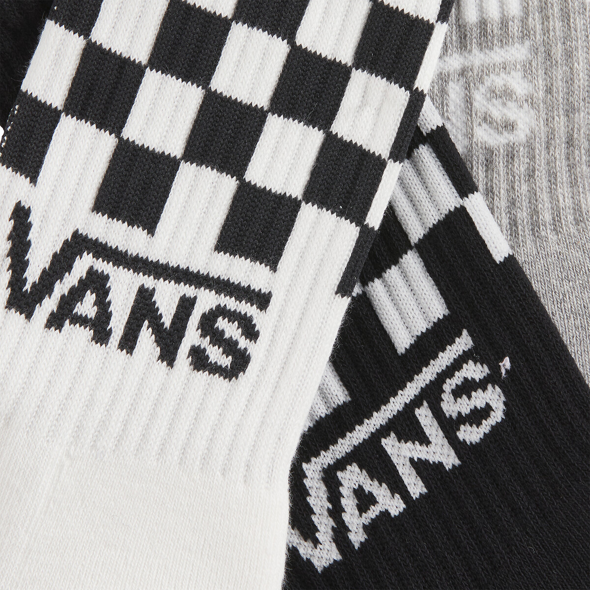 Lot de 3 chaussettes hautes noir + blanc + gris, VANS