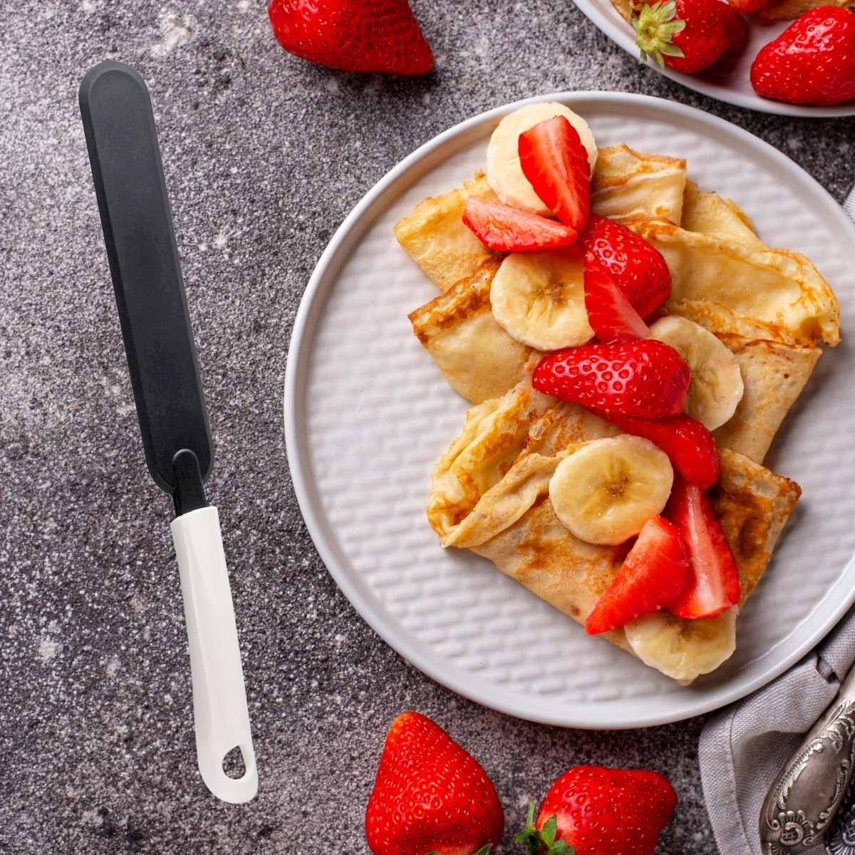 Set de 2 ustensiles de cuisine spatule crêpes ARCADALINA blanc|noir, FACKELMANN
