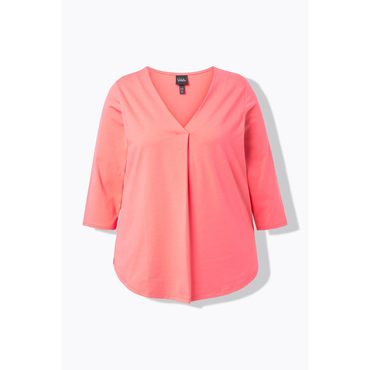 Blouse décolleté en V avec pli fantaisie corail, ULLA POPKEN