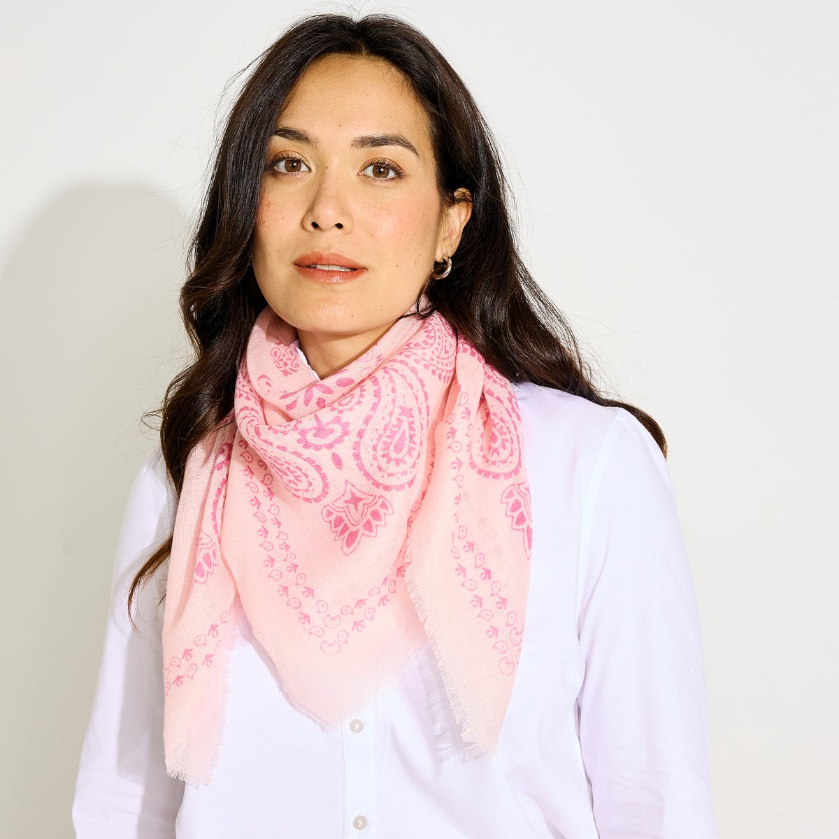 Foulard carré bicolore esprit bandana rose, GRAIN DE MALICE