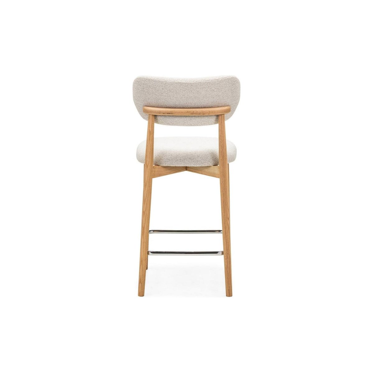 Tabouret de bar en chêne collection MIA crème chêne clair et chrome, RECOLLECTION