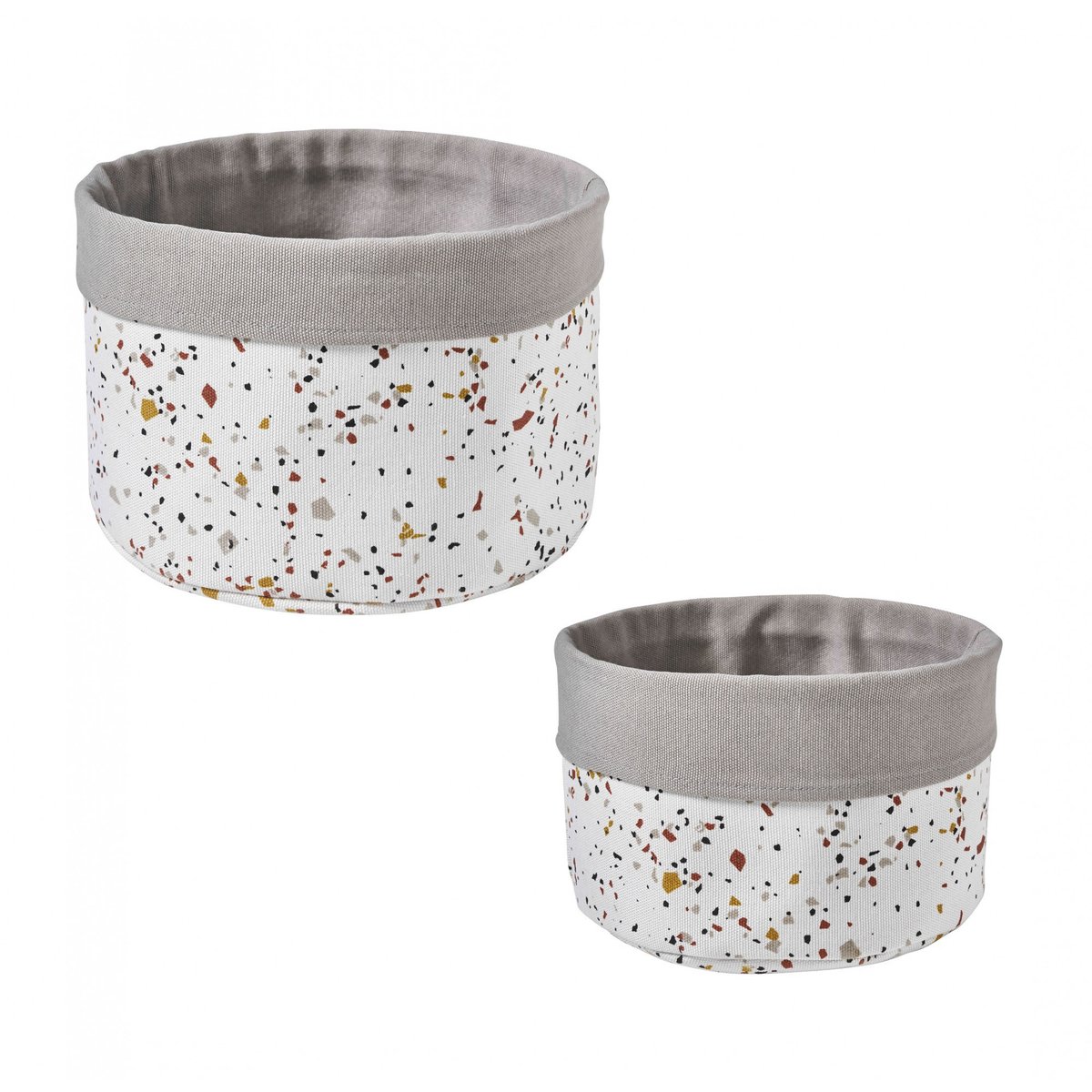 Lot de 2 paniers de rangement en polycoton TERRAZZO blanc, GUY LEVASSEUR