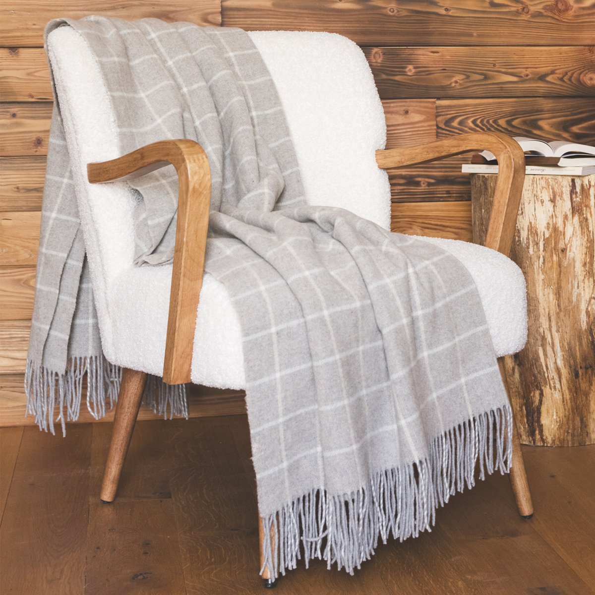 Plaid 140x200 cm Laine + Cachemire Camelia multicolore, EDEN