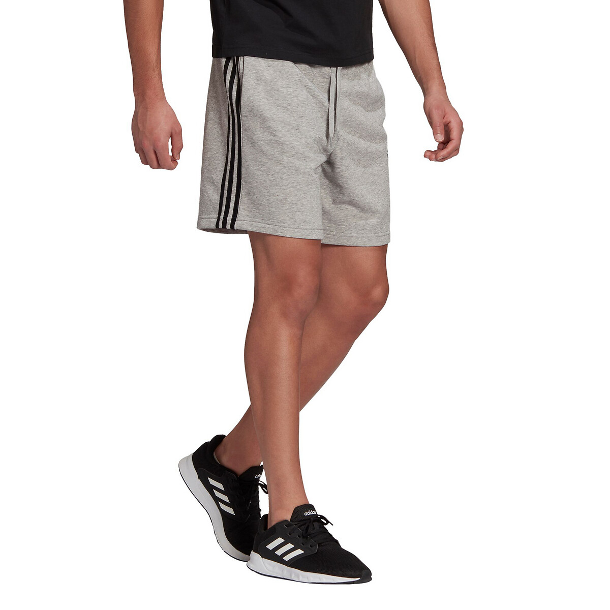 Short Avec Petit Logo + 3 Bandes gris chiné, adidas Performance