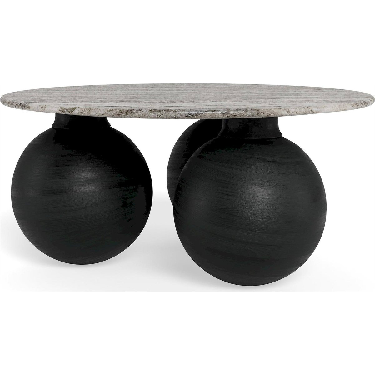 Table basse ronde collection KONYA gris marbre et noir, RECOLLECTION