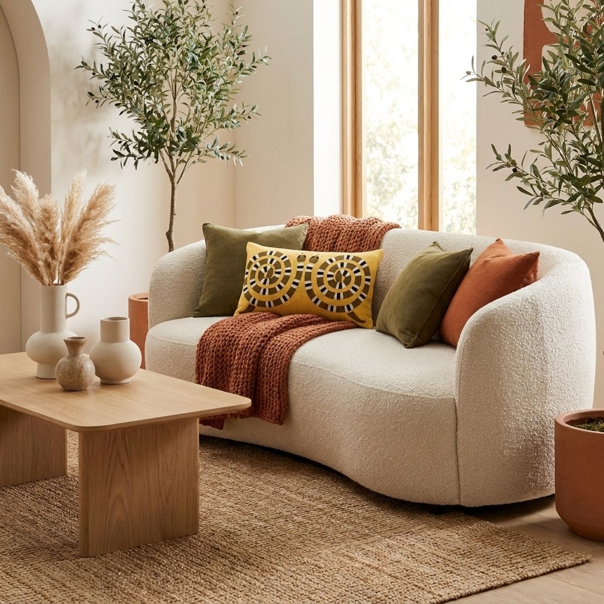 Coussin brodé Caresse Radieuse mangue, EDEN