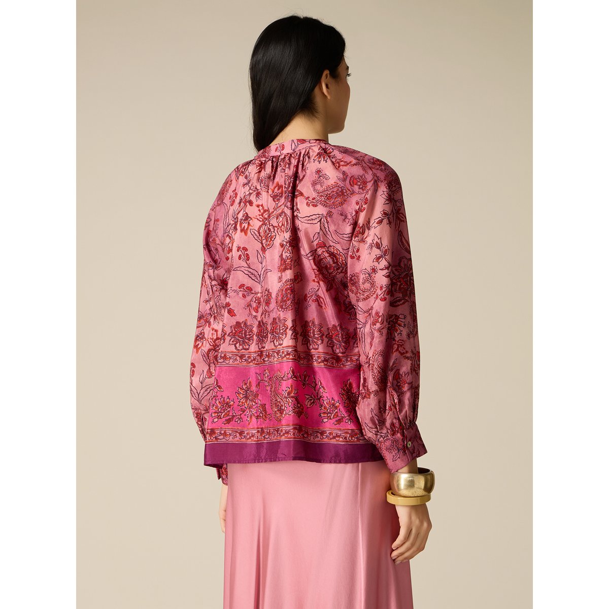 Blouse imprimé foulard rose, OLTRE