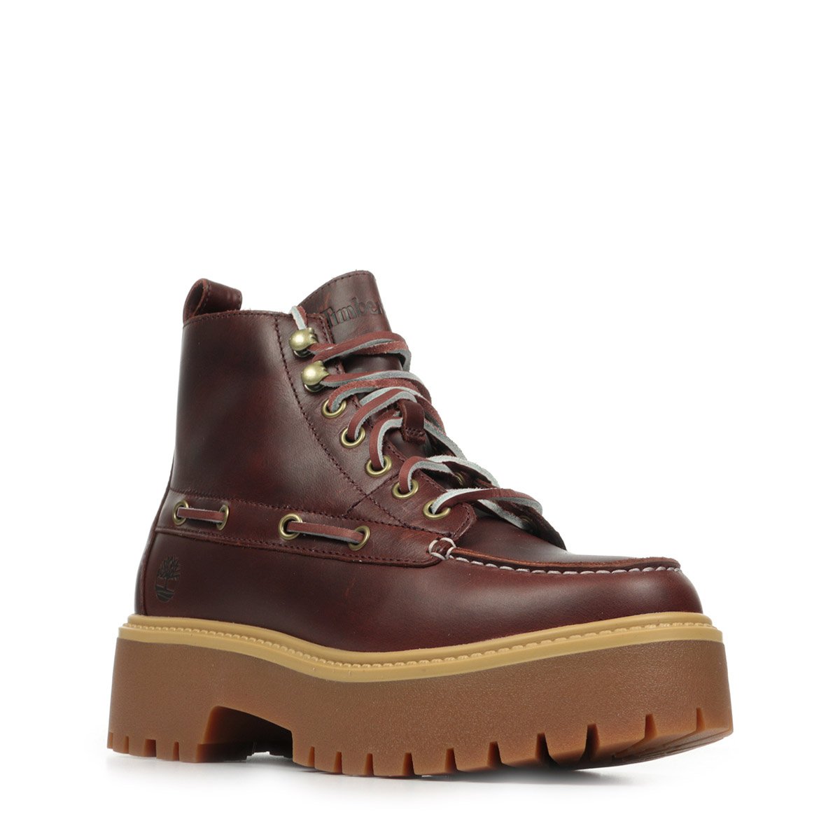 Bottines compensées à lacets, Stone Street Mid Lace burgundy full grain, TIMBERLAND