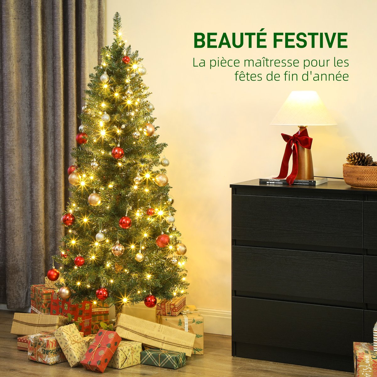 Sapin de Noël Plastique Vert vert, HOMCOM