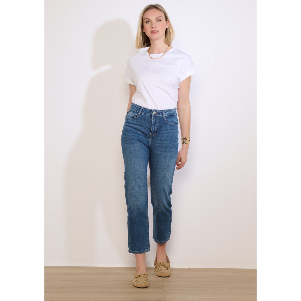 Jean droit 7/8 medium blue, LOLALIZA
