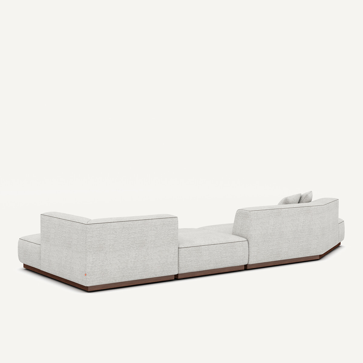 Canapé d'angle droit ouvert avec repose-pieds en toile jaspée, JACOPO gris/blanc, AM.PM