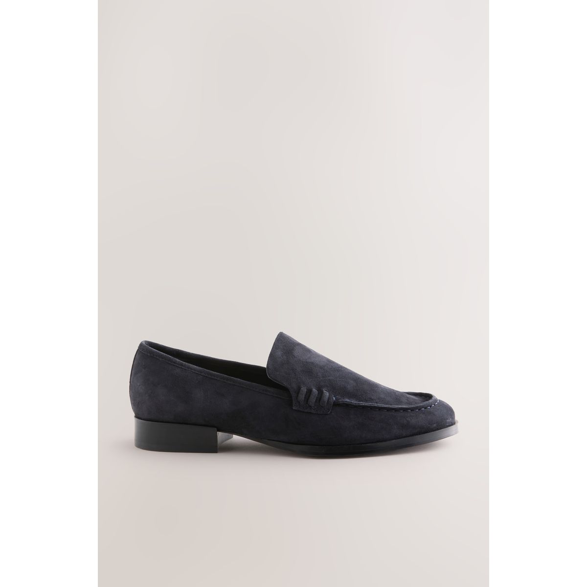 Mocassins bout rond en cuir bleu marine, NEXT