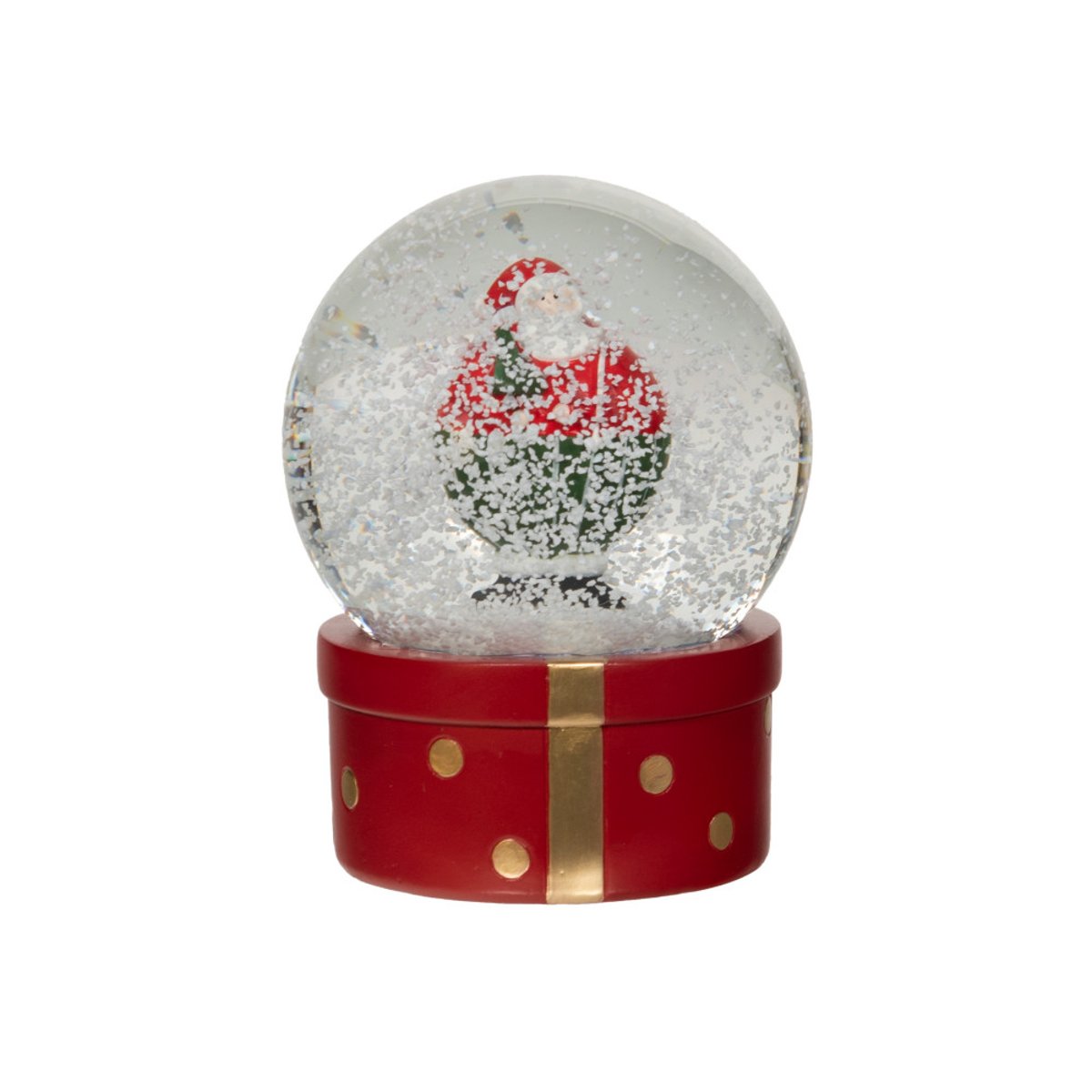 Boule à neige Père Noël fun H13 cm en résine rouge, AMADEUS