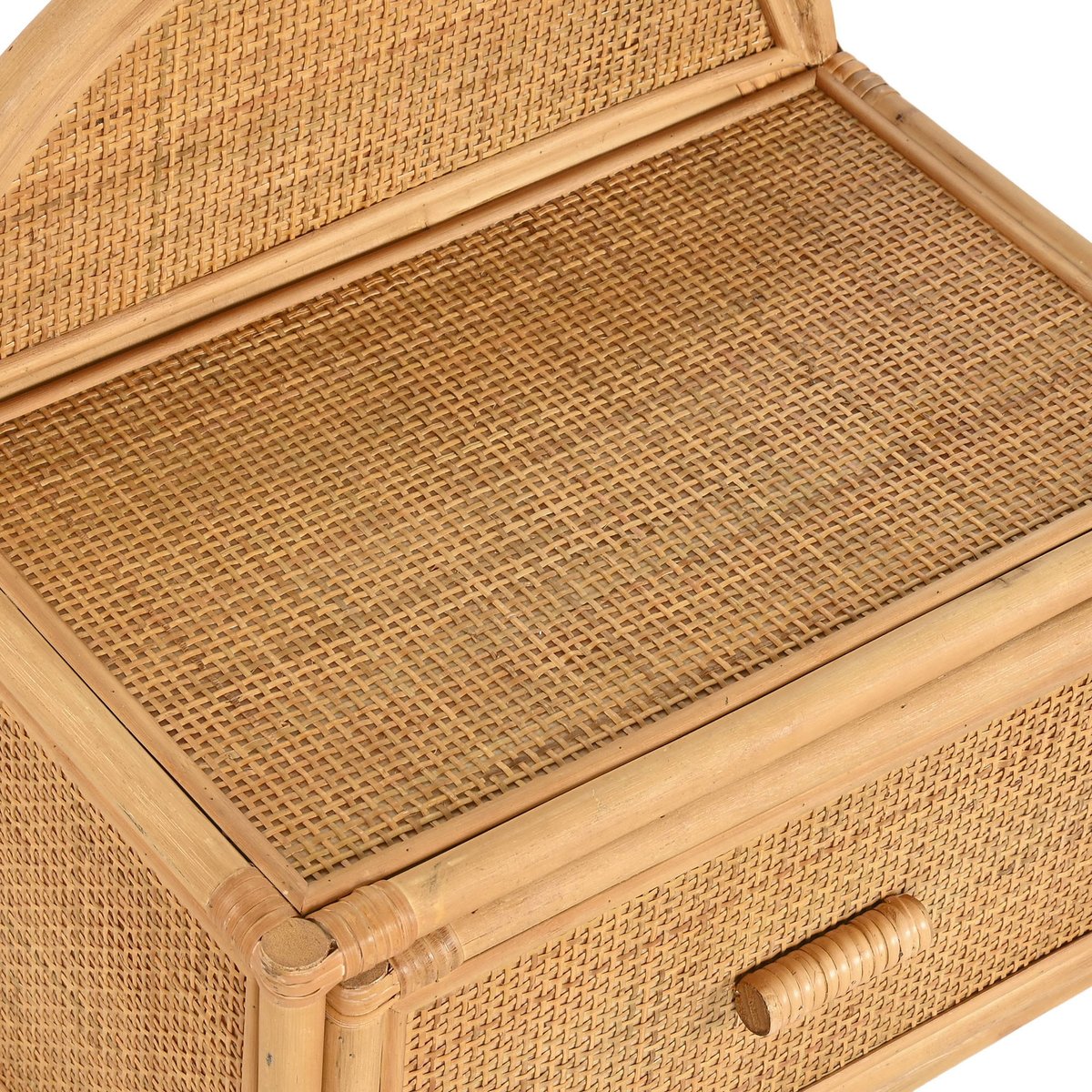 Table de chevet murale en bois et rotin 47x30x45cm bois, WADIGA
