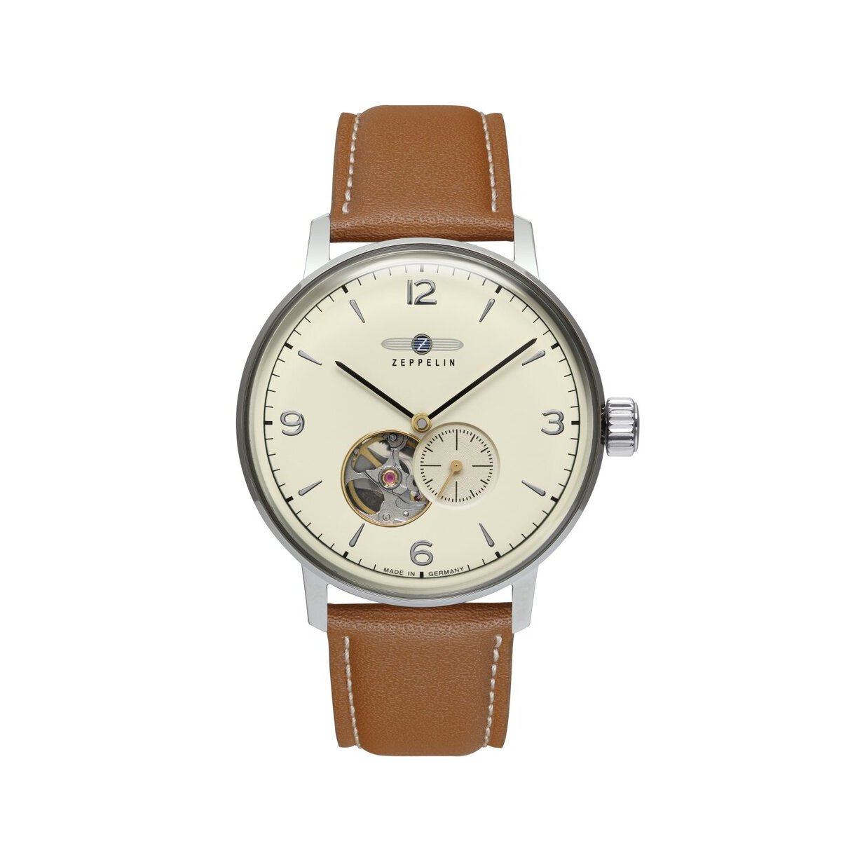 Montre Analogique  HINDENBURG argenté beige marron, ZEPPELIN