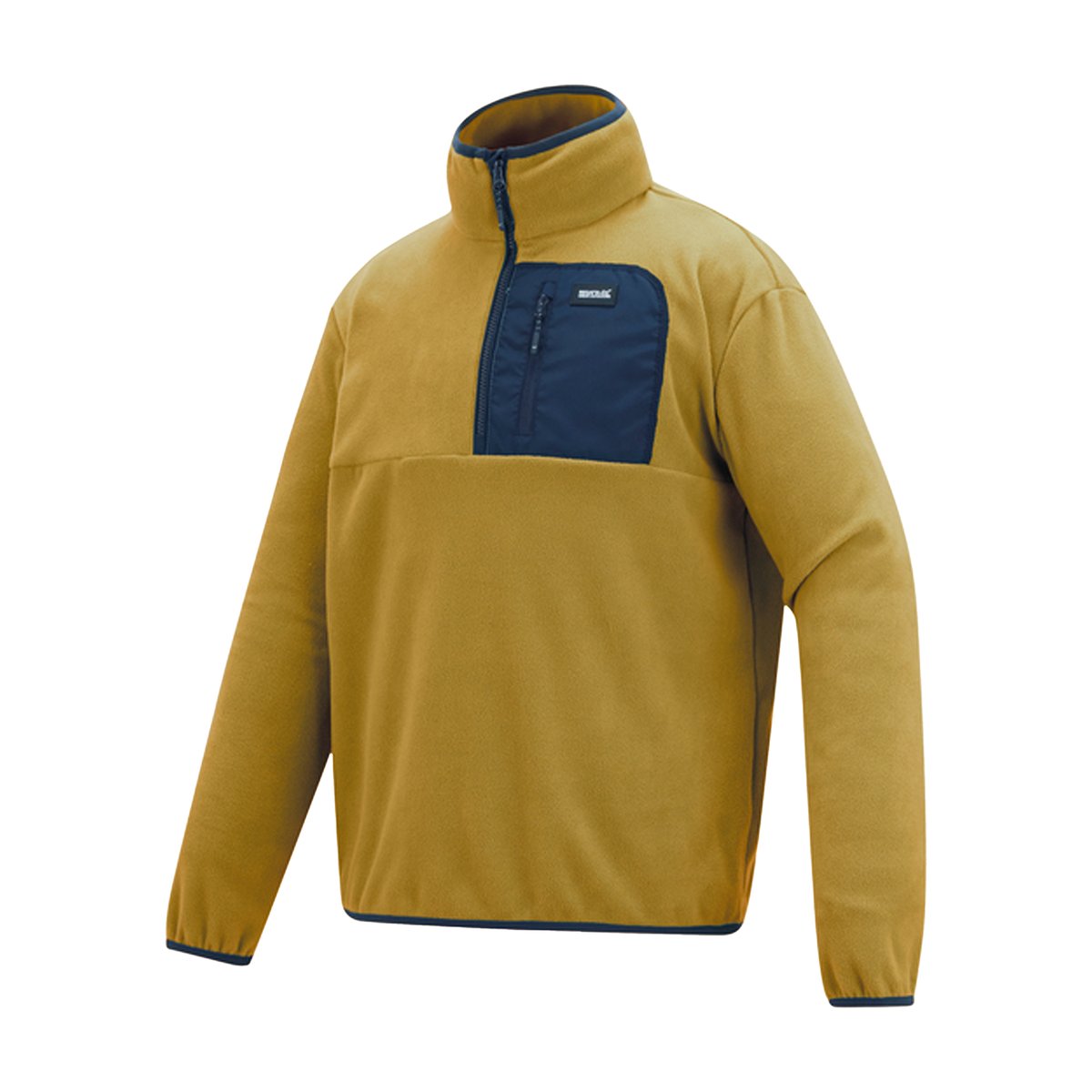 Haut polaire à col montant zippé motif/style panneau contrasté FRANKIE marron bois / bleu marine, REGATTA