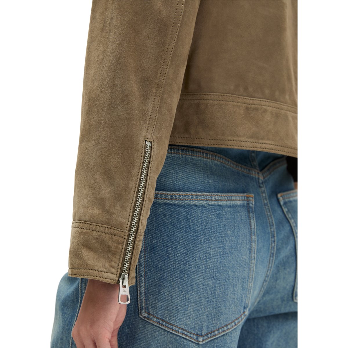 Blouson en daim, coupe régulière en cuir de chèvre velours souple marron, MARC O'POLO