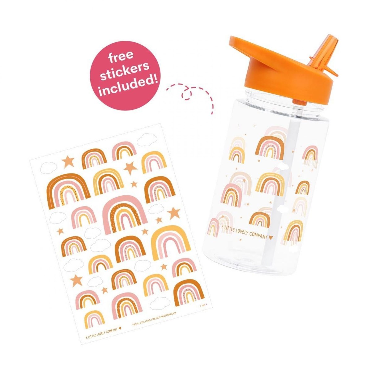 Gourde enfant 450 ml Fleurs rose orange, A LITTLE LOVELY COMPANY