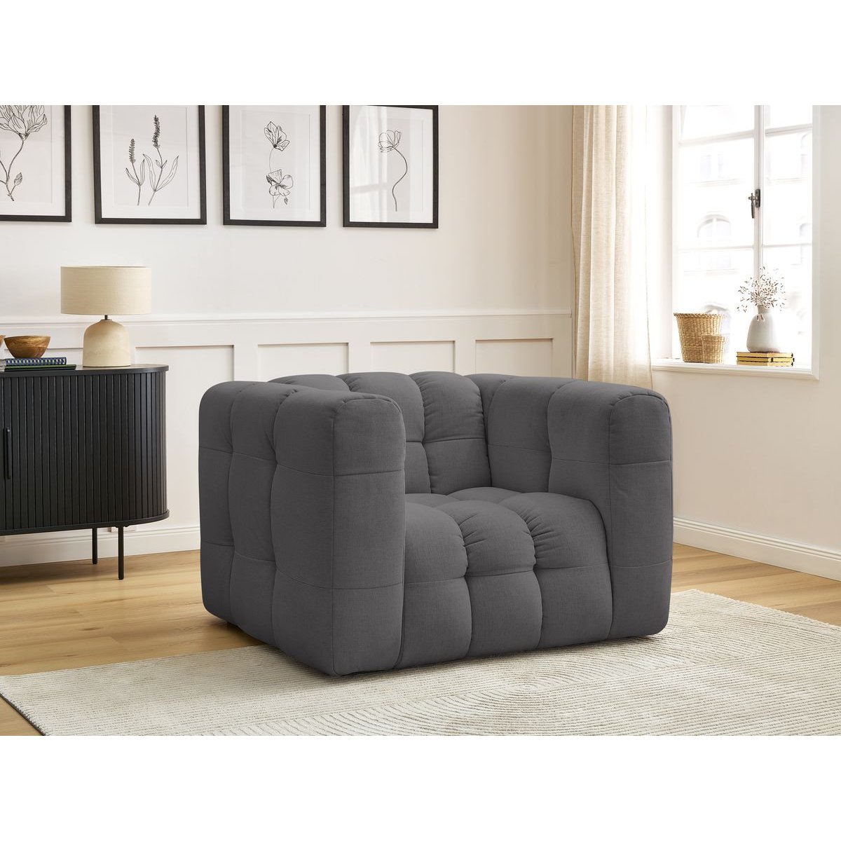 Fauteuil tissu, ULYSSE gris foncé, BOBOCHIC