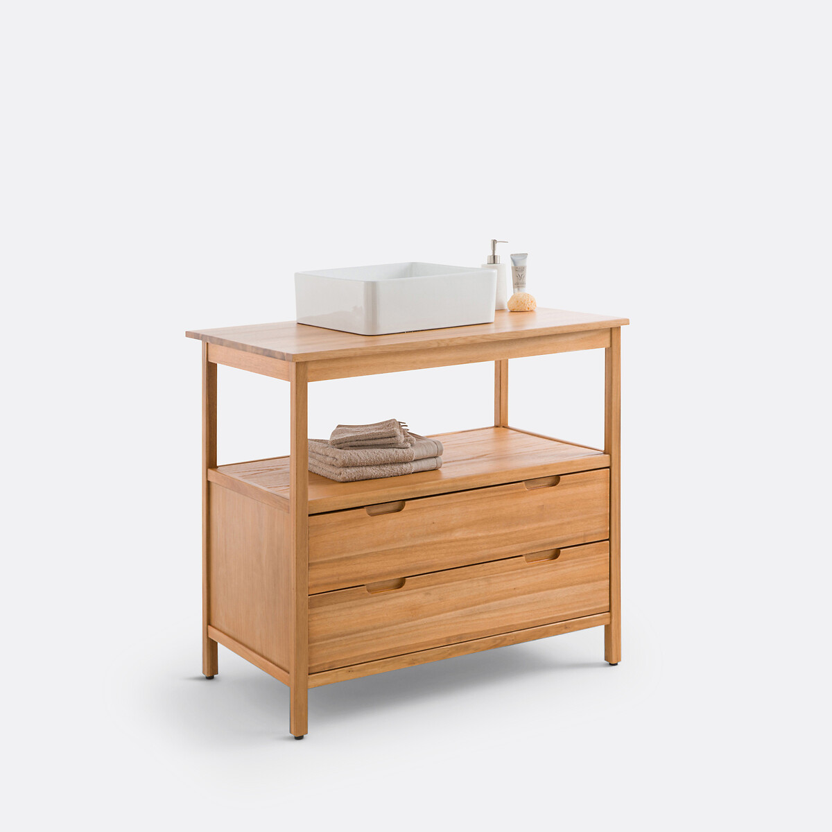 Meuble sous vasque en acacia L90 cm, Cheira acacia, LA REDOUTE INTERIEURS