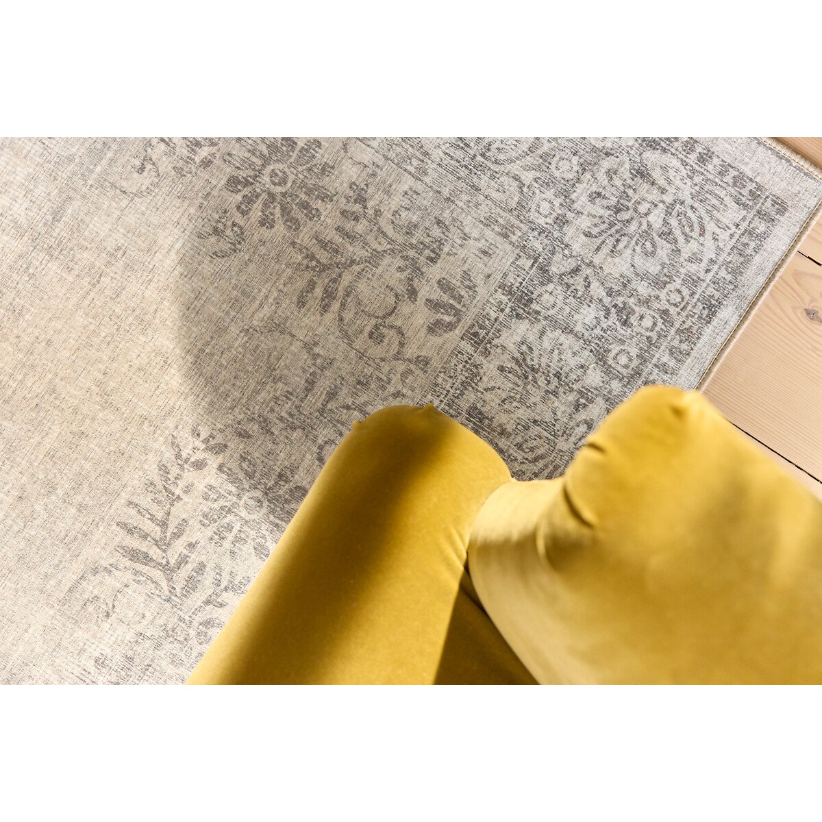 Brocade Border Eco-Washable Rug grey, HUG RUG