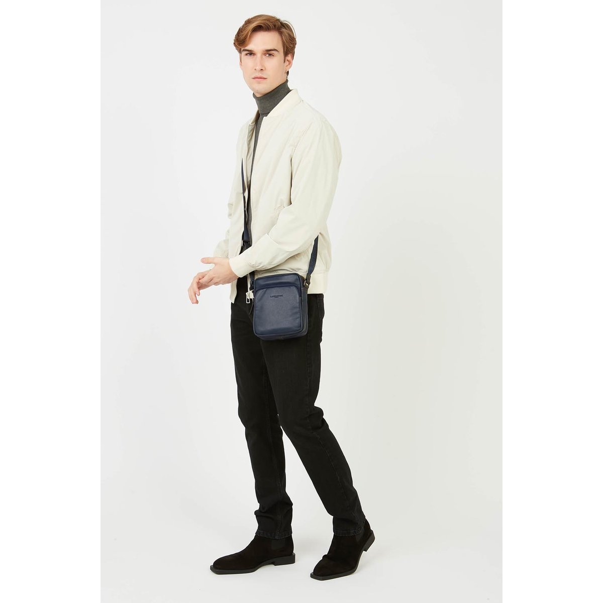 Petit sacoche SOFT VINTAGE HOMME bleu - fonce - camel, LANCASTER