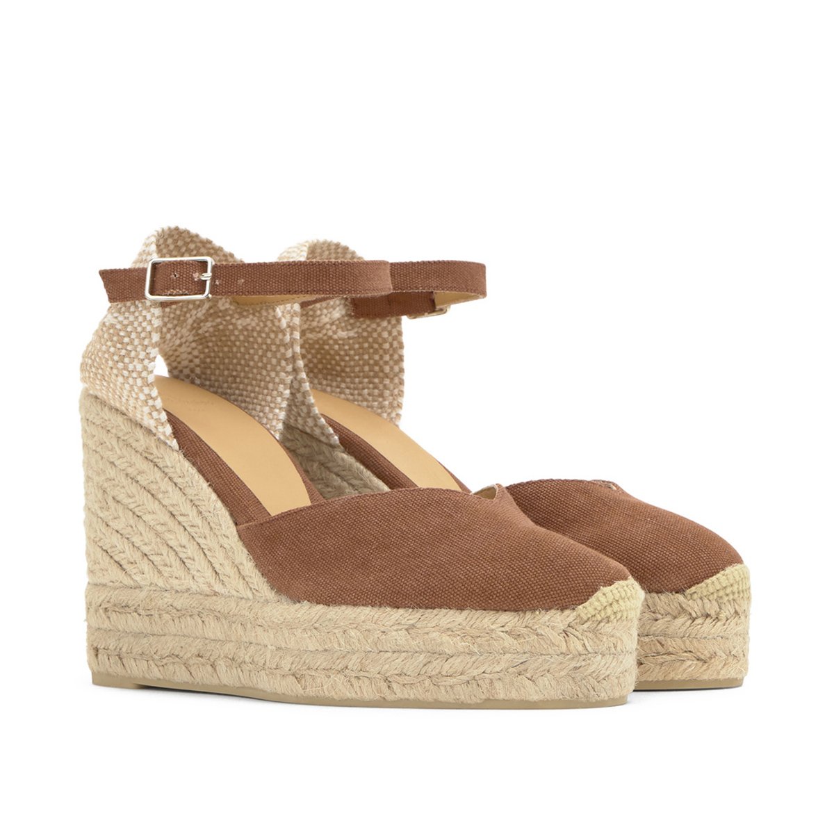 Espadrilles compensées à plateforme tressée CHIARITA EXTRA PLATFORM marron, CASTANER