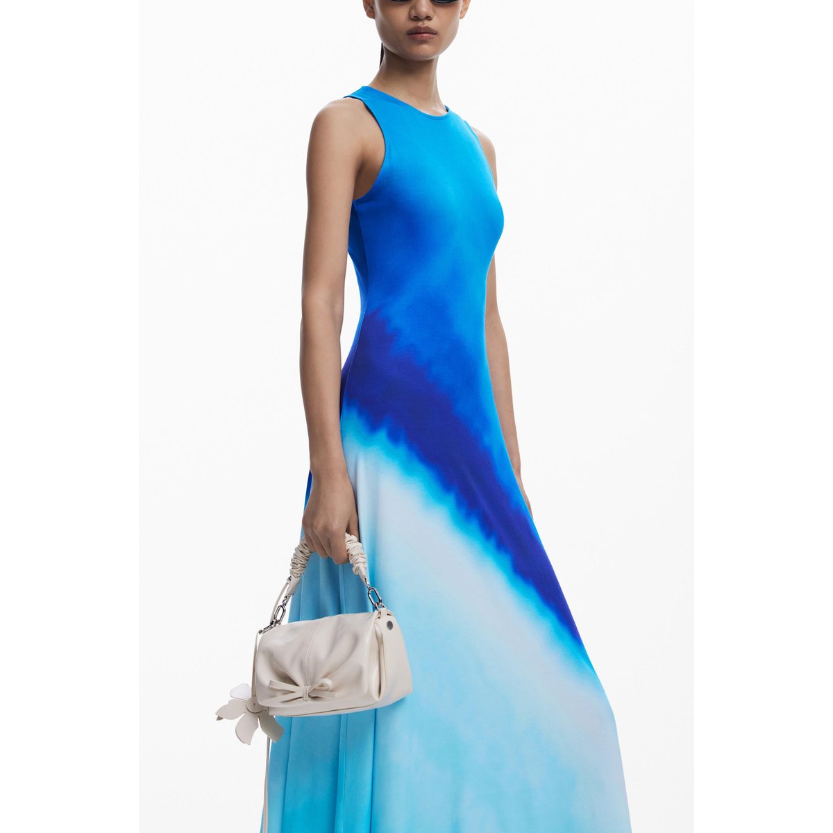 Robe froncée tie-dye bleu, DESIGUAL