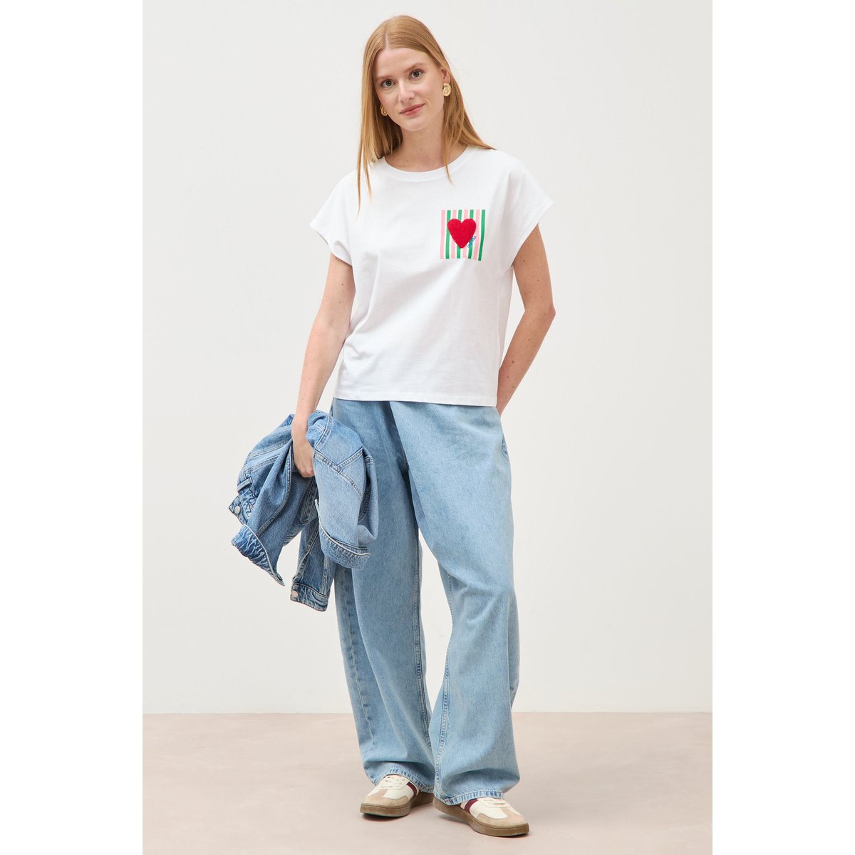T-shirt droit col rond manches courtes blanc, BONOBO