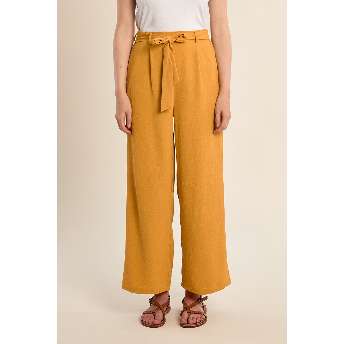 Pantalon fluide avec ceinture mango yellow, MOLLY BRACKEN