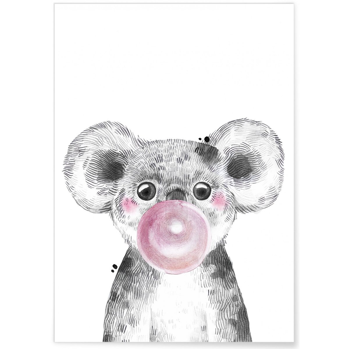 Affiche 'Bulle de Koala Rose' blanc, L'AFFICHERIE