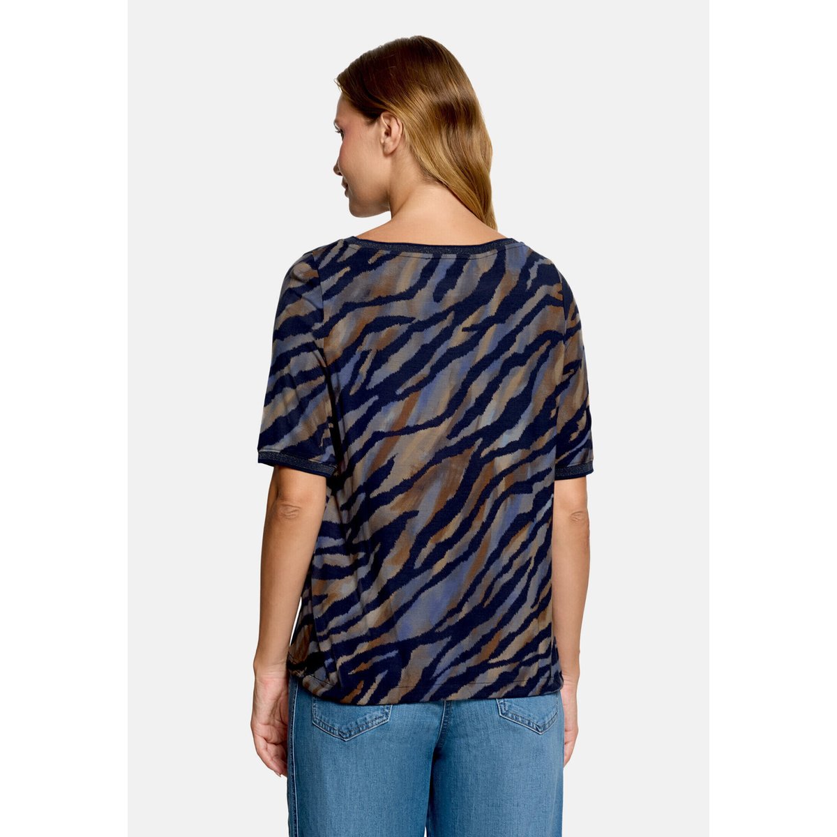 Haut casual à cordon coulissant sous tunnel bleu/marron, BETTY BARCLAY