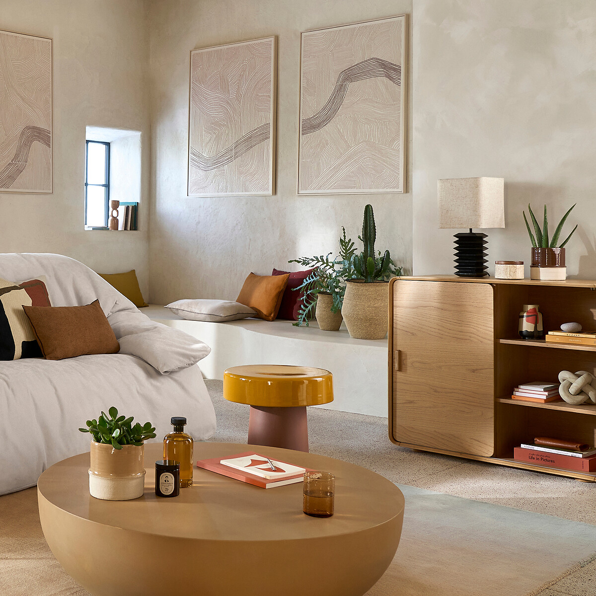 Mand in herbarium H25 cm, Saski naturel/zwart, LA REDOUTE INTERIEURS