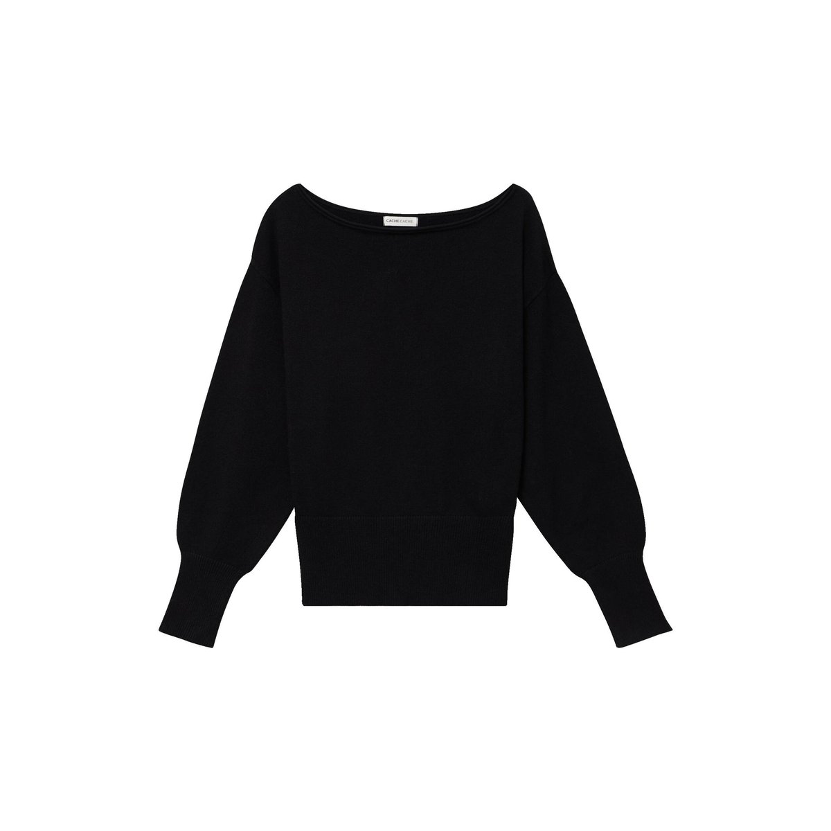 Pull oversize col bateau manches longues noir, CACHE CACHE