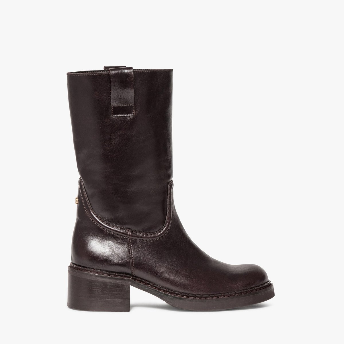 Botte Plate en cuir VITTA marron marron fonce, BOCAGE