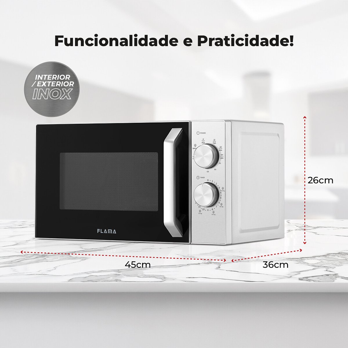 Micro-ondas 20L Com Grill Inox 1815FL,FLAMA inox, FLAMA