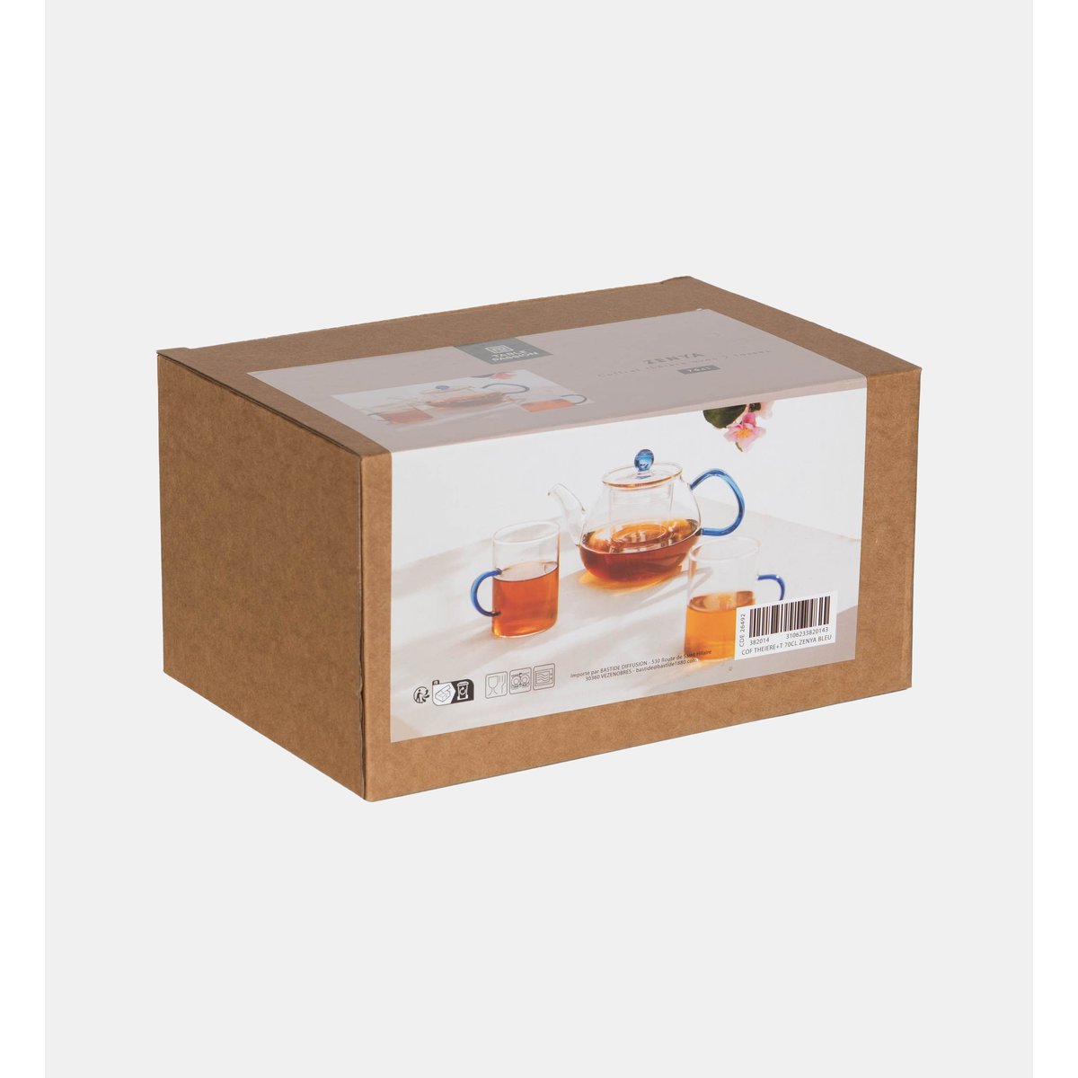 Coffret théière 70 cl et ses 2 tasses transparent / cristal, TABLE PASSION