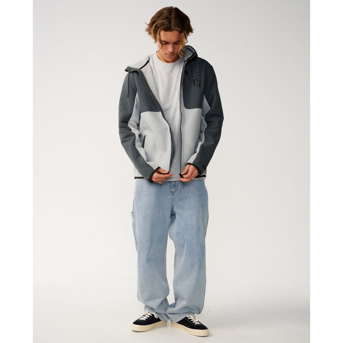 Sweat zippé à capuche SEARCH Series PANEL gris anthracite, RIP CURL