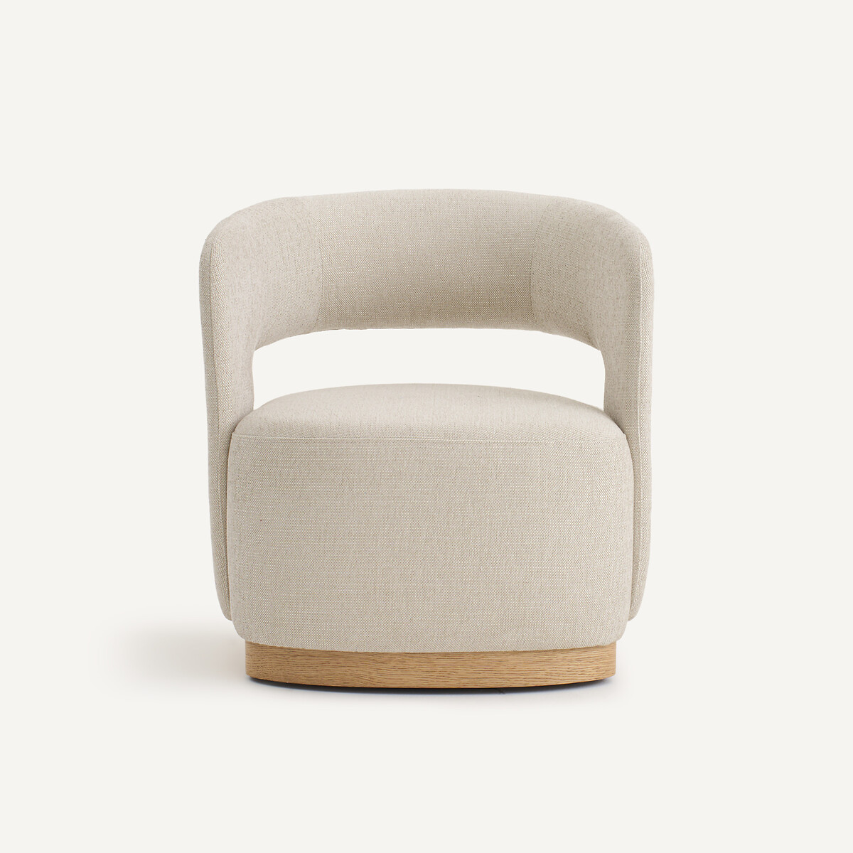 Fauteuil pivotant, en plaqué chêne et tissu texturé, JESPER ficelle, AM.PM
