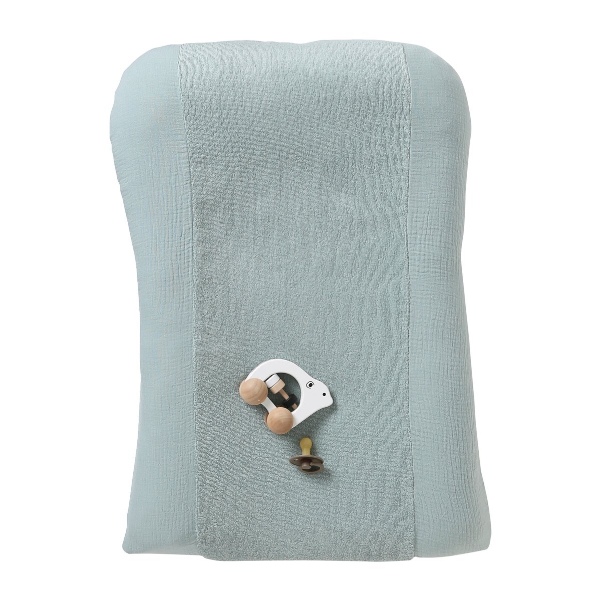 Housse matelas à langer bi-matière gaze de coton/éponge vert céladon, VERTBAUDET