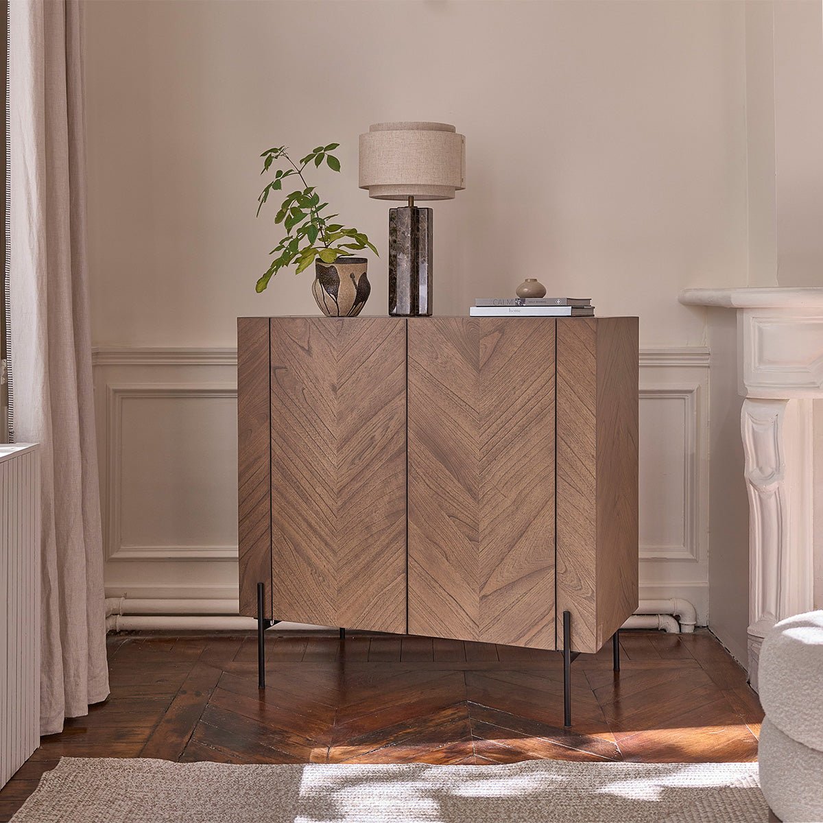 Bar en bois massif et métal 100 cm  CALIX marron, BERAH GETAH