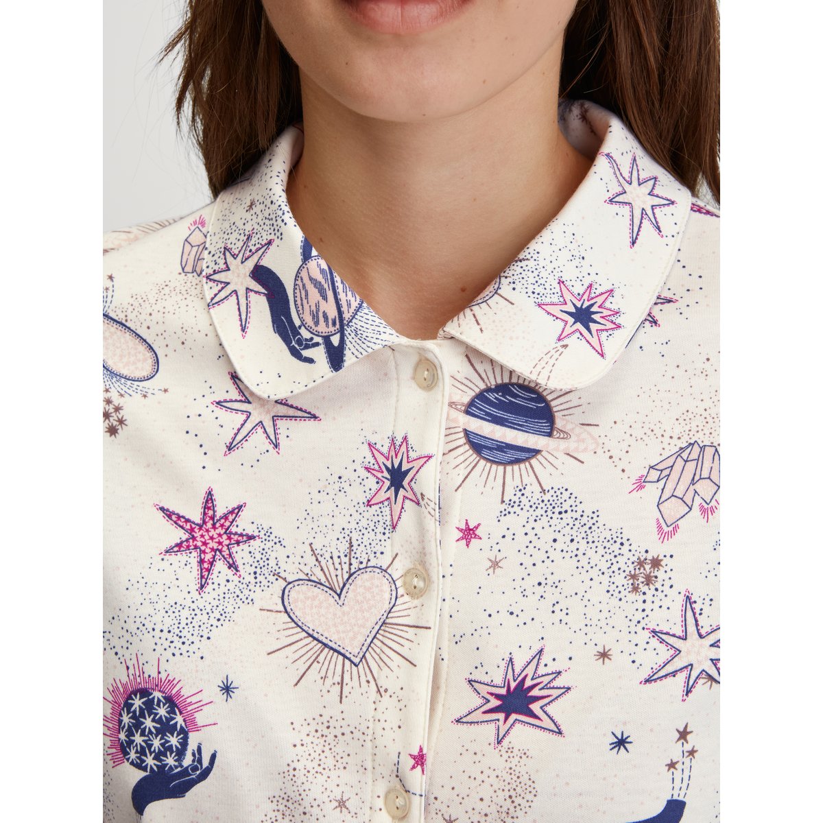 T-shirt manches longues à boutons manches longues Coton FAVOURITES crème de charme, CALIDA