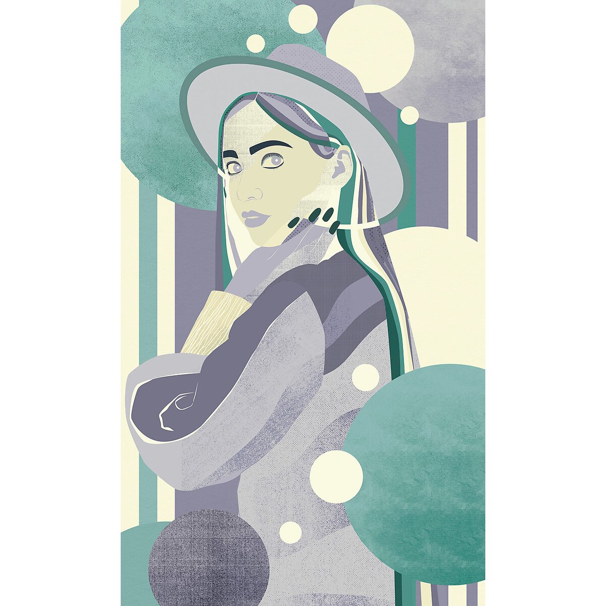 Papel de parede Woman Hat Color, INTERELIFE multicolor, INTERELIFE