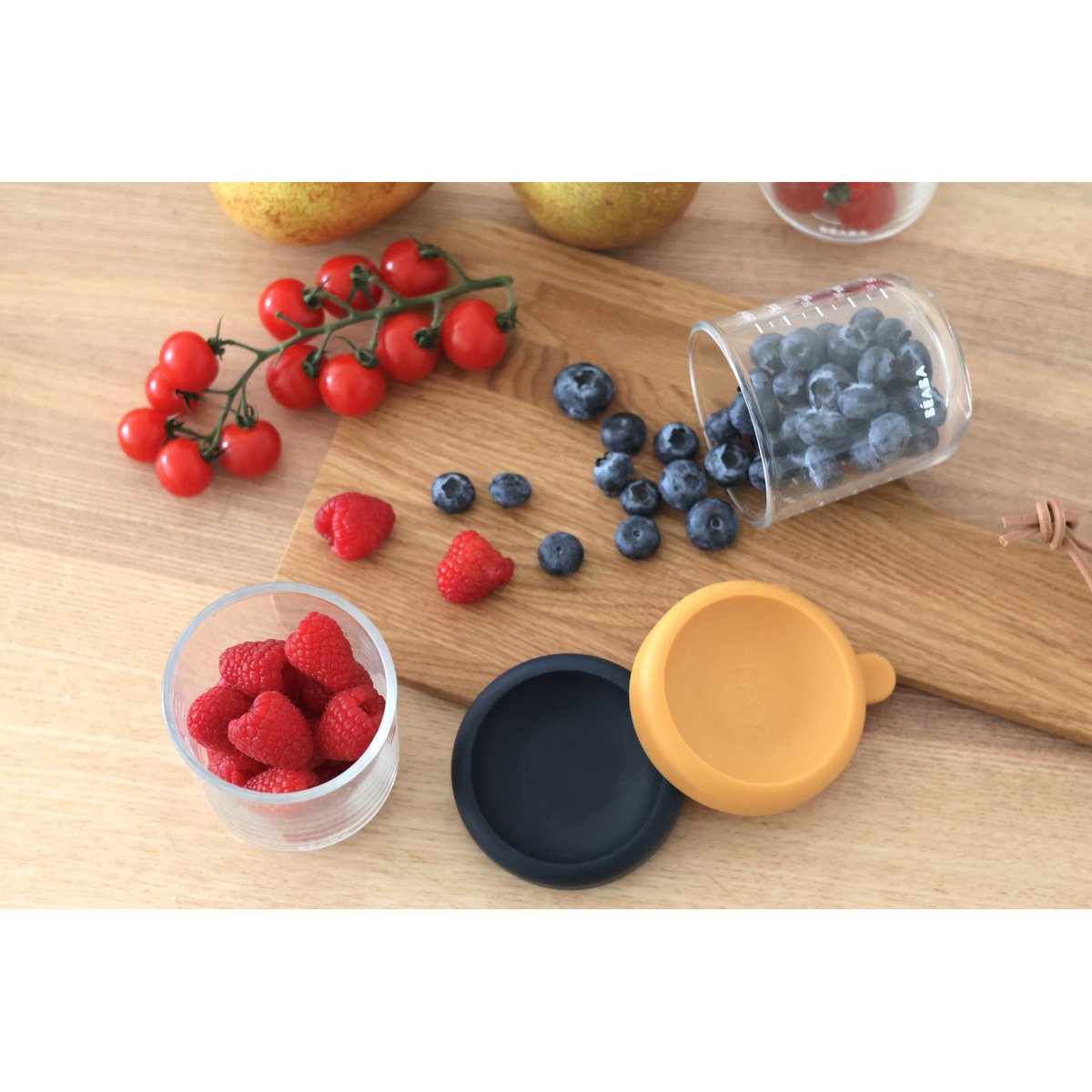 Lot de 2 portions repas en verre 250 ml bleu nuit/miel, BEABA