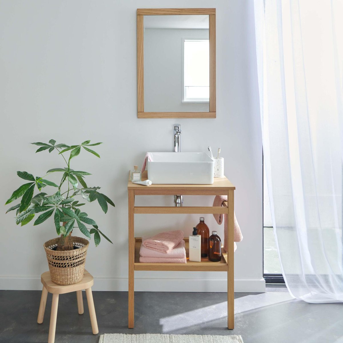 Meuble simple vasque chêne HOPP bois, MOB IN