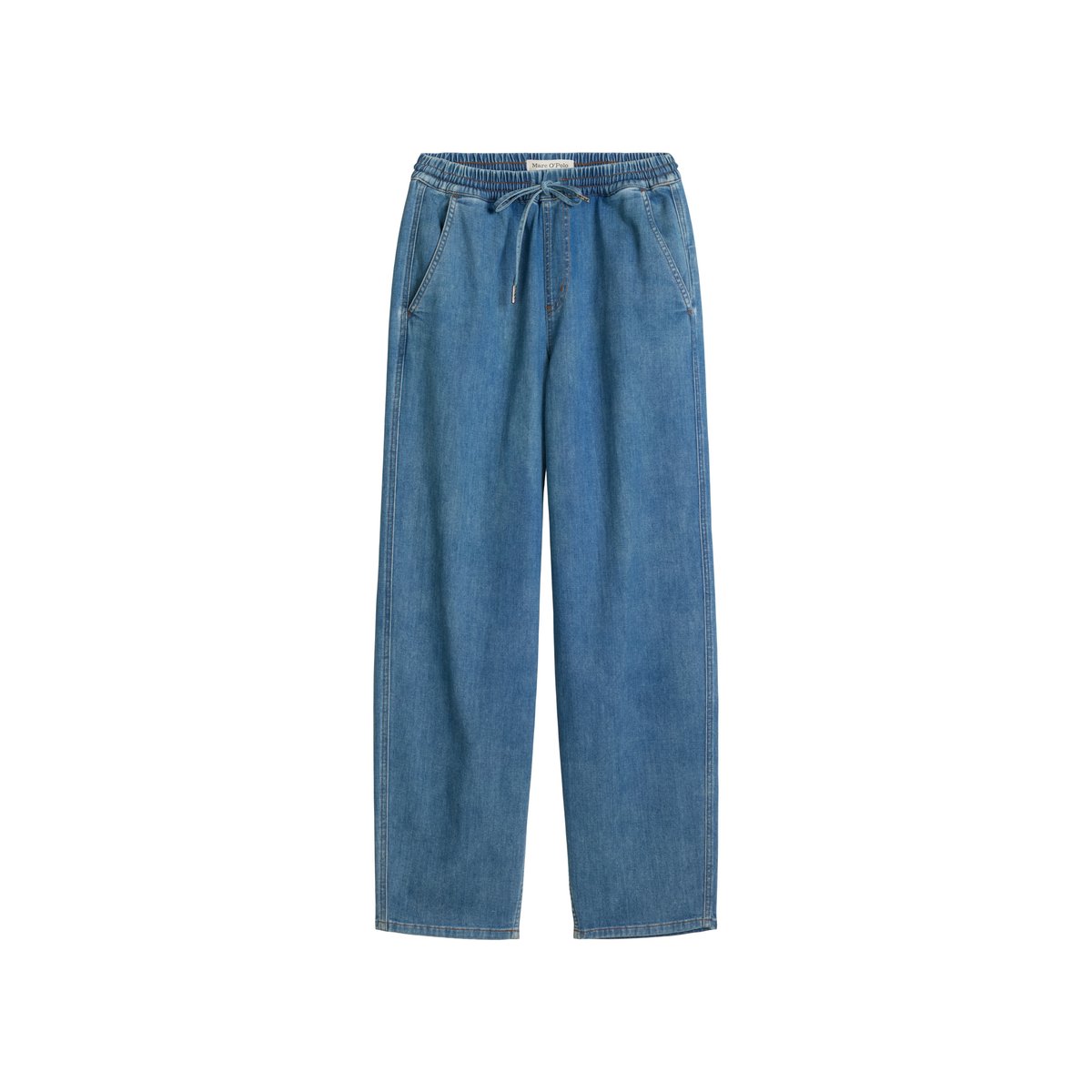 Jeans joggpants relaxed cropped en denim Cashmere Touch bleu moyen, MARC O'POLO