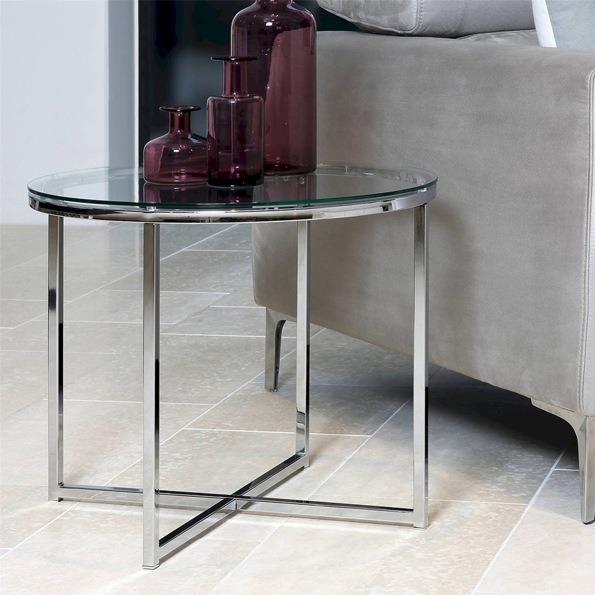 Table basse ronde en verre UDBINA transparent verre, RECOLLECTION