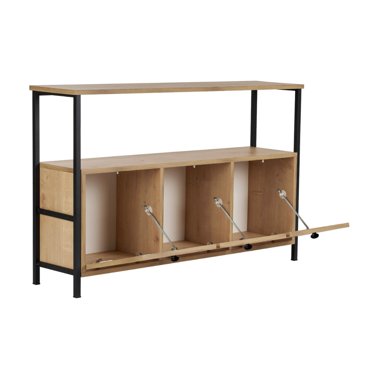 Buffet 3 portes avec étagère SIENNA chêne/ noir, CALICOSY
