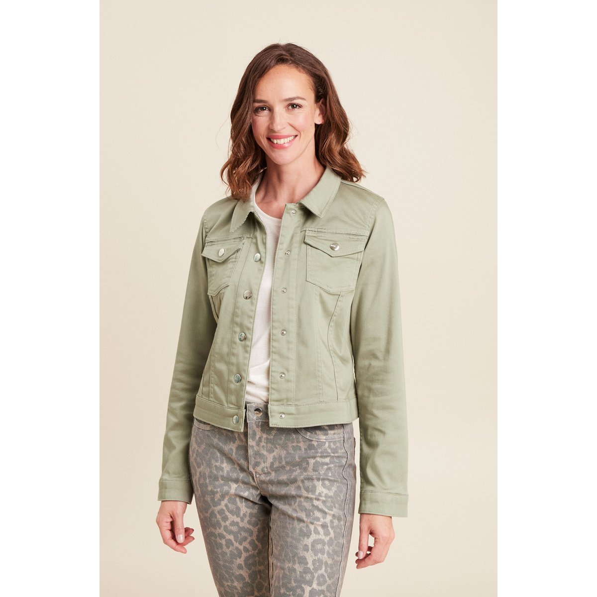 veste cintrée réversible sans col vert olive, BREAL