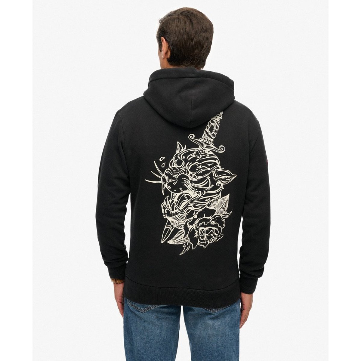 Sweat à capuche ample Tattoo Flash noir, SUPERDRY